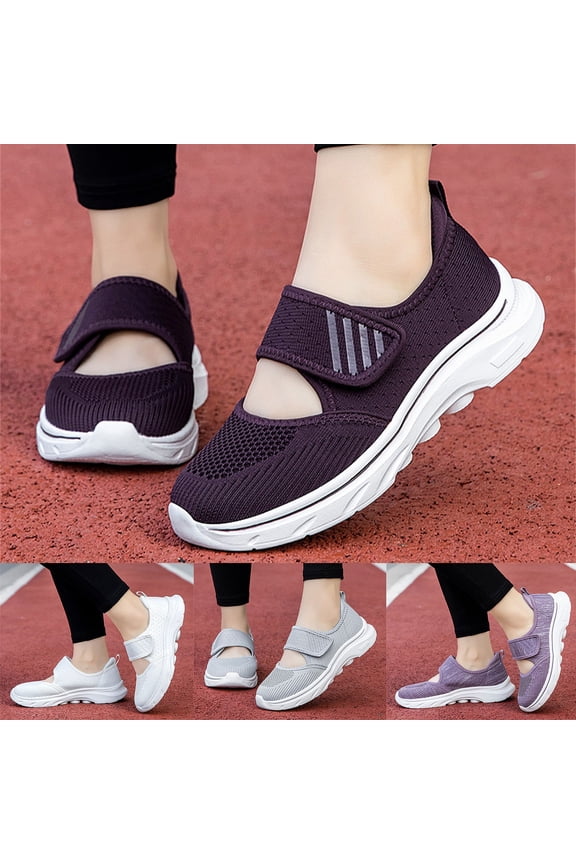 CAIXAI Wide Toe Box Shoes Women Arch Support Shoes for Women Sneakers Breathable Closed Toe Slip on Womens Walking Shoes Mesh Knitted Mary Jane Flats Hands Free Sock Shoe