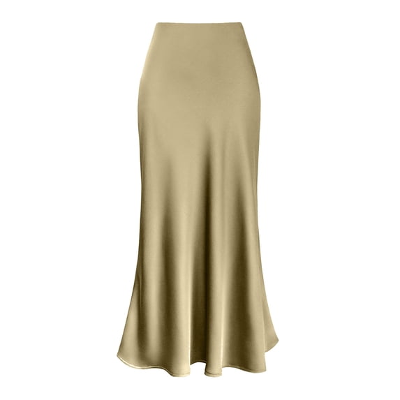 CAIXAI Womens High Waist Elastic Flare Bodycon Basic Slim Maxi Skirt
