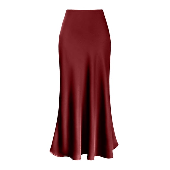 CAIXAI Womens High Waist Elastic Flare Bodycon Basic Slim Maxi Skirt