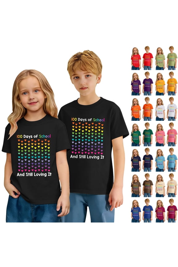 100 Days of School Shirt Kids Boys Girls Happy 100th Day of School Costume T-Shirt Toddler Short Sleeve Tee,Yellow