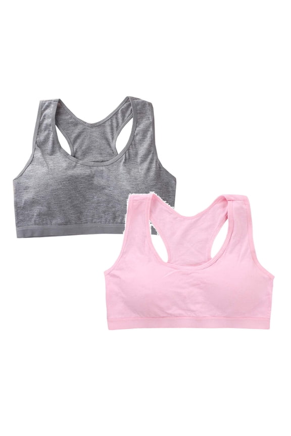 2 Pack Girls Training Bra Athletic Sports Bra for Kids Racerback Dance Yoga Crop Tops
