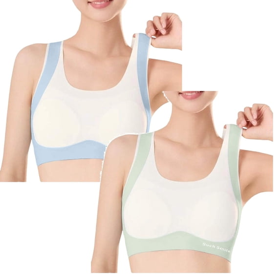 CAIXIA 2 Pack Training Bras for Girls Soft Teen Girls Sports Bra Seamless Bralettes No Pads First Bra Multipack Longline Crop