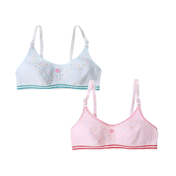 CAIXIA 2 Pack Training Bras for Girls Vest Stretch Straps Crop Seamless Cami Sports Bralettes Bra for Teens