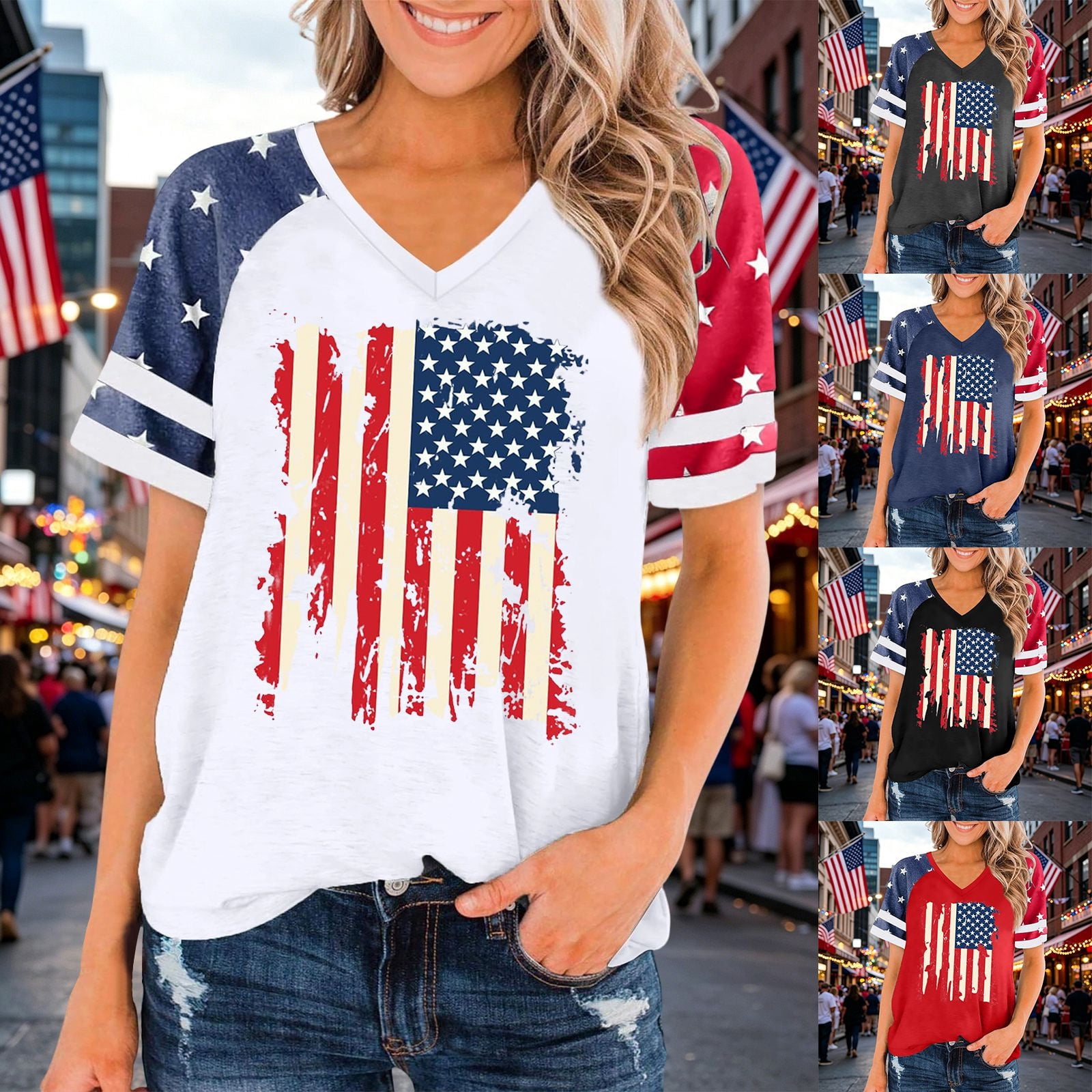 CAIXIA 250 Years America Anniversary Flag Shirt Women 4th of July ...