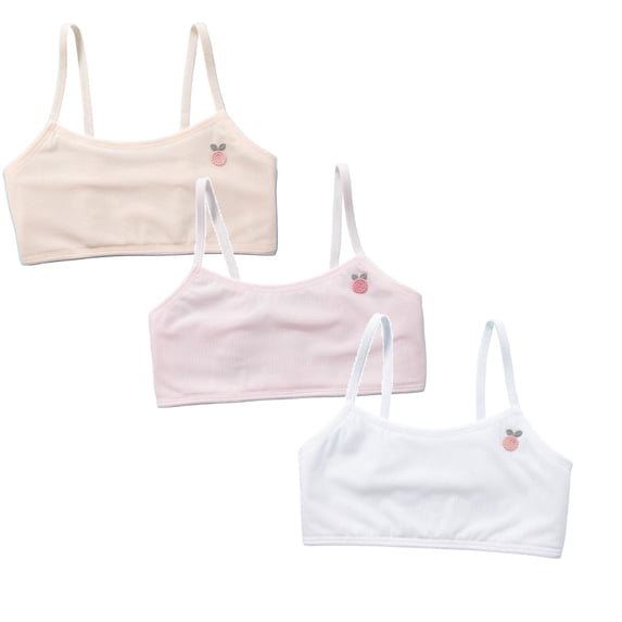 CAIXIA 3 Pack Cotton Girls Training Bra Crop Cami Training Bras for Girls with Adjustable Straps Cotton Bra Pack