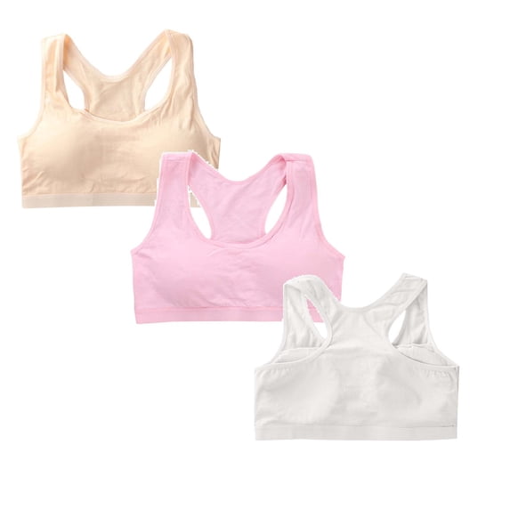 CAIXIA 3 Pack Girls Training Bra Athletic Sports Bra for Kids Racerback Dance Yoga Crop Tops