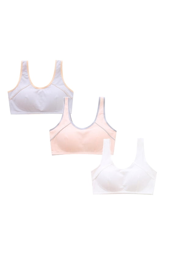 3 Pack Girls Training Bra Youth Style Zero Contact Wire Free Sports Bra with Removable Padding,85