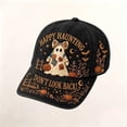thumbnail image 1 of CAIXIA 3D Halloween Embroidered Baseball Cap for Women, Washed Cotton Hat with Pumpkin Ghost Embroidery,One Size, 1 of 8