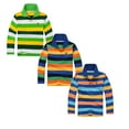 thumbnail image 1 of CAIXIA 3PCS Boys and Toddlers' Striped Polo Shirt,Cotton Long Sleeve Shirt,7-8 Years, 1 of 3