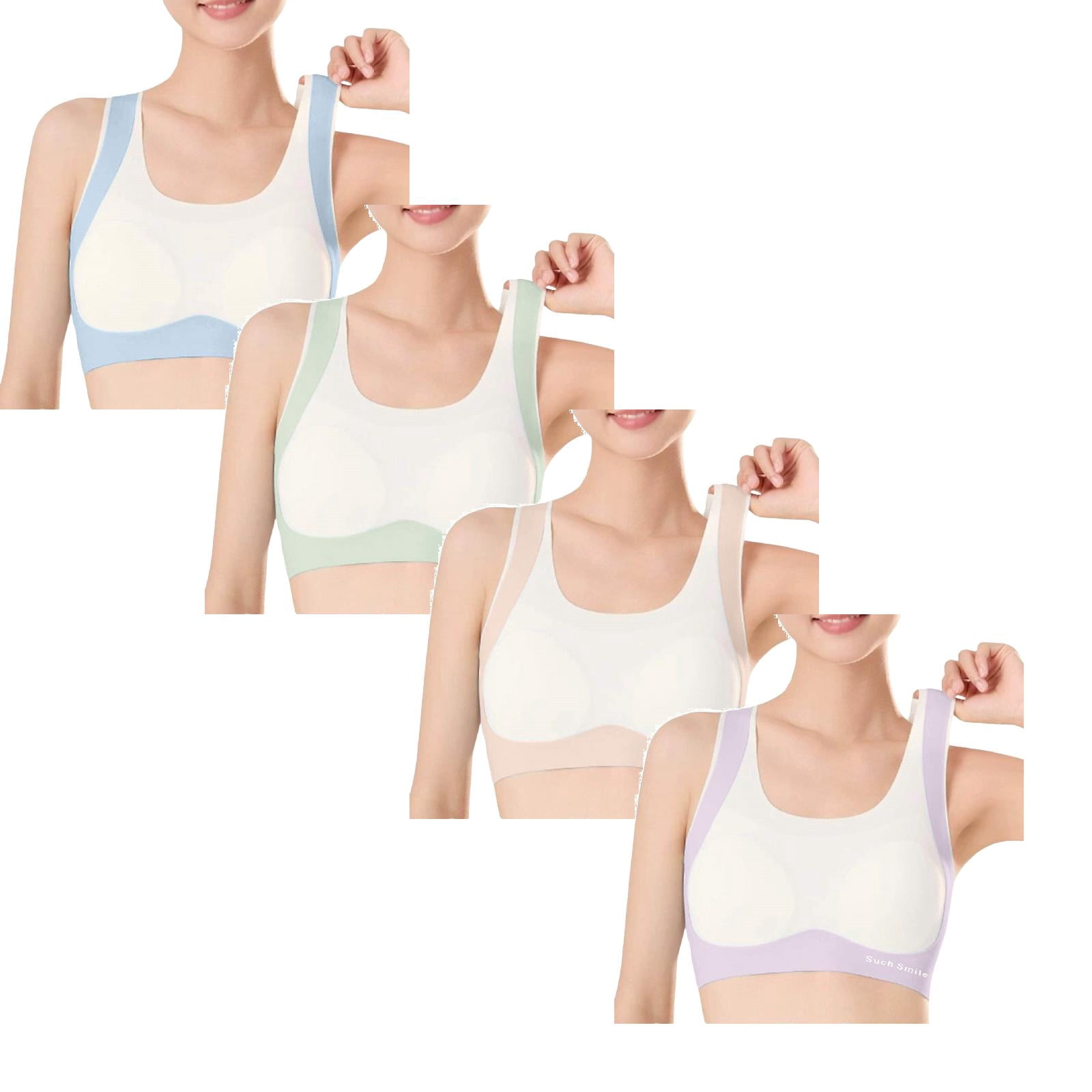 CAIXIA 4 Pack Training Bras for Girls Soft Teen Girls Sports Bra ...