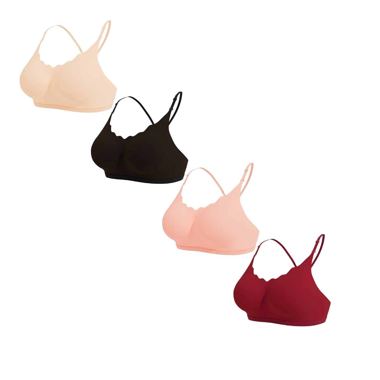 CAIXIA 4 Pack Womens Comfortable No Underwire Deep V Bras 360° Jelly ...
