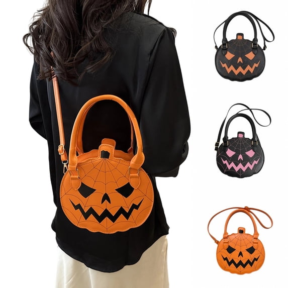 CAIXIA Anti Theft Crossbody Bag Womens Womens Halloween Pumpkin Printed Crossbody Messenger Bag, Compact Satchel Unique Handmade Shoulder Tote Purse