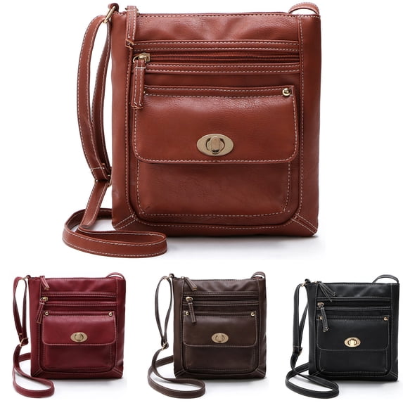 CAIXIA Anti Theft Crossbody Bag Womens Womens Solid Large Capacity Crossbody Messenger Bag, Adjustable Shoulder Strap Metal Turnbuckle Daily Shoulder Purse