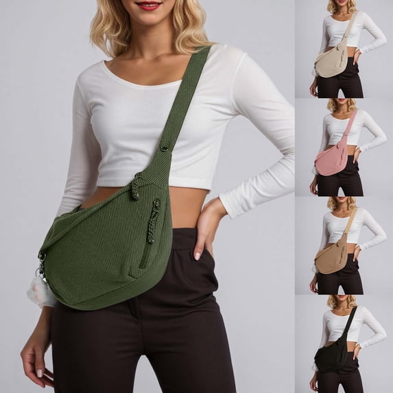 CAIXIA Anti Theft Crossbody Bag Womens Womens Stylish Casual Corduroy Crossbody Bag, Zipper Closure Adjustable Strap Travel Daily Shoulder Purse
