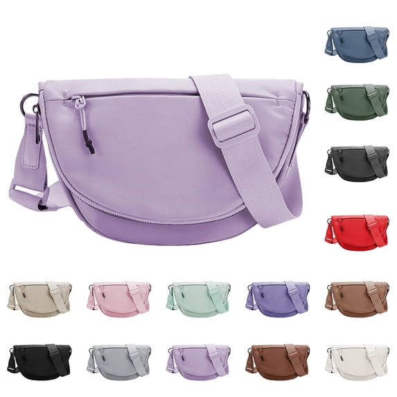CAIXIA Antitheft Crossbody Bags For Women Unisex Medium Nylon Foldable Moon Crossbody Shoulder Bag, Fashion Adjustable Strap Daily Messenger Purse
