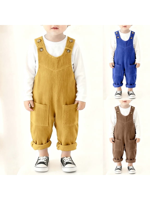 Baby Boy Girls Corduroy Overall Shorts Kids Cute Romper Shortalls with Pockets