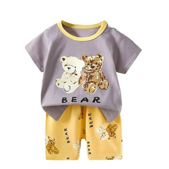 CAIXIA Baby Girls Clothes Girls Casual Outfit Set Toddler Loungewear Two Piece Short Sleeve Top And Shorts Home Wear For Baby 0-6 Years,18-24 Months
