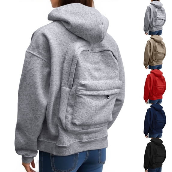 CAIXIA Backpack Womens Hoodie Pullover Cotton Casual Loose Fall Long Sleeve Tops Flower Graphic Womens Graphic Sweatshirts with Kangaroo Pocket 2026 Fall Outfits Clothes