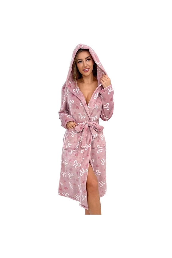 Bathrobes For Women Zipper Front Women's Robe Long Sleeve Soft Bathrobe Cozy Loungewear For Home Relaxation Spa Comfortable Sleepwear Garment With Belt