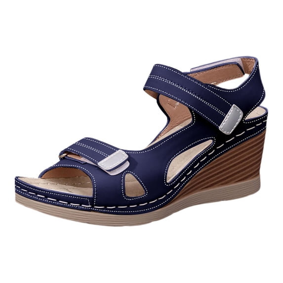 CAIXIA Beach Sandals For Woman Stylish Women's Platform Slide Sandals with Heels for Everyday Comfort and Fashionable Relaxation,Navy