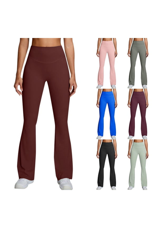 Bell Bottom Leggings for Women Plus Size Pull on Pants Stretchy Yoga Pants Flare Leggings for Women for Workout Running Athletic Activewear