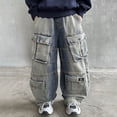thumbnail image 1 of CAIXIA Boys Baggy Jeans Back To School Kids Wide Leg Denim Pants Baggy Loose Fit Vintage Trousers High Elastic Waisted Streetwear Preppy Clothes with Pockets, 1 of 6