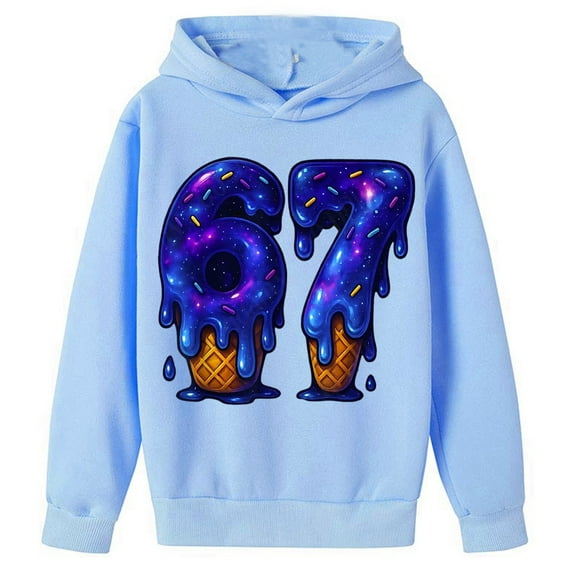 CAIXIA Boys Hoodies Size 8-10 6 7 Meme 67 Sweatshirt Meme Kids Long Sleeve Sports Graphic Pullover Athletic Thermal Fuzzy Hooded 2026,Light Blue