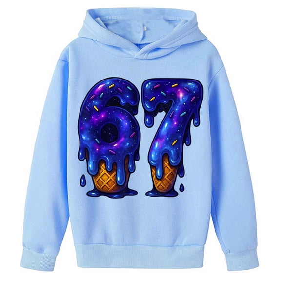 CAIXIA Boys Hoodies Size 8-10 6 7 Meme 67 Sweatshirt Meme Kids Long Sleeve Sports Graphic Pullover Athletic Thermal Fuzzy Hooded 2026,Light Blue