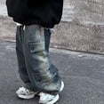 thumbnail image 1 of CAIXIA Boys Jeans Straight Wide Leg Stretch Denim Pants Loose Casual Cargo Trousers Ripped High Waist Summer School Jean Bottom, 1 of 5