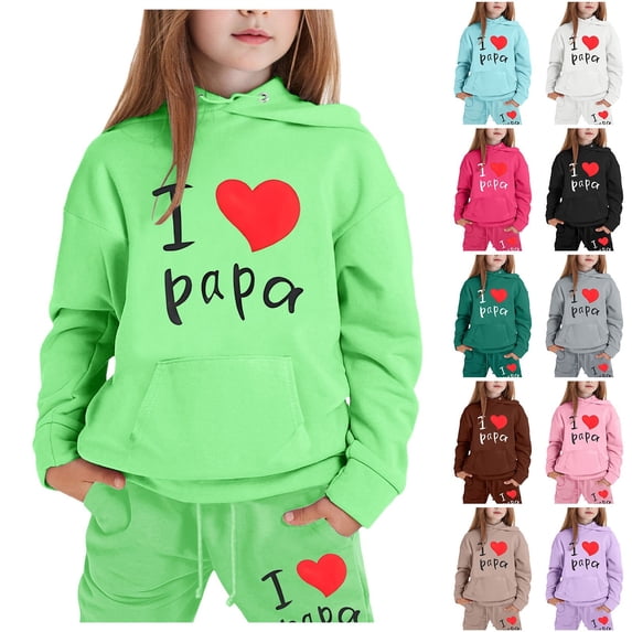 CAIXIA Boys Sweatsuit Set Girls 2 Piece Hoodie Sweatshirt and Sweatpant Jogger Sets Girls Tracksuit Set Girls 2 Piece Outfits Bow Graphic Back To School Outfit Cozy Girls Clothes Size 5