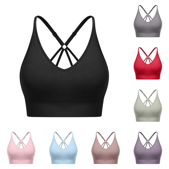 CAIXIA Bras for Women Full Coverage Bra No Underwire Wireless Bras Women Comfort V-Neck Powerful Push Up Seamless Full Coverage Sports Bra Padded with Adjustable Straps Everyday Bras