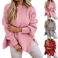 thumbnail image 1 of CAIXIA Cable Knit Sweater Women Oversized Chunky Knit Sweater Long Sleeve Half Turtleneck Pullover Side Slit Casual Warm Soft Loose Top Clothes 2026, 1 of 6