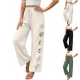 thumbnail image 1 of CAIXIA Capris Pants for Women Cut Out Summer Casual Loose Flowy High Waisted Smocked Palazzo 2026 Lounge Beach Cropped Trousers, 1 of 7