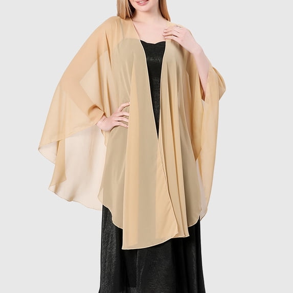 CAIXIA Chiffon Shawl Wrap for Women Elegant Short Capelet Shrug Black Evening Cape Scarves for Wedding Bolero Cover Up Bridesmaid Formal Dress Party Accessory