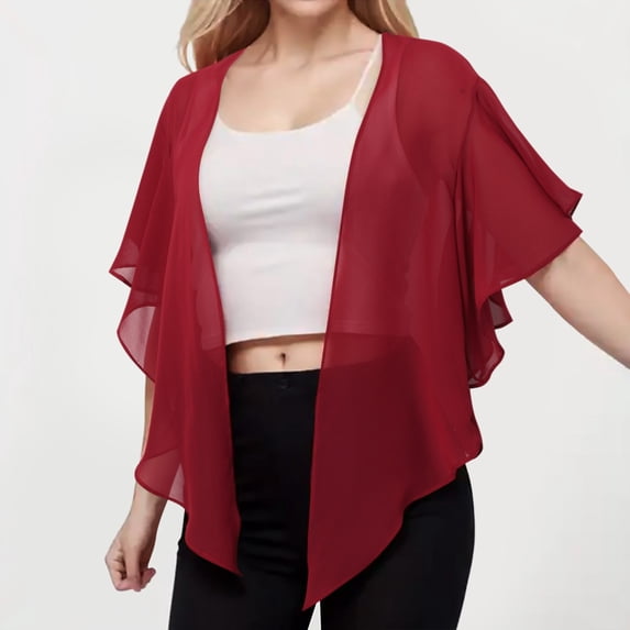 CAIXIA Chiffon Shawl Wrap for Women Elegant Short Capelet Shrug Black Evening Cape Scarves for Wedding Bolero Cover Up Bridesmaid Formal Dress Party Accessory