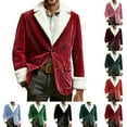 thumbnail image 1 of CAIXIA Christmas Blazer for Men Slim Fit Corduroy Velvet Jacket Xmas Suit Santa Sports Coat Holiday Party Wedding Tuxedo,Dark Green, 1 of 5