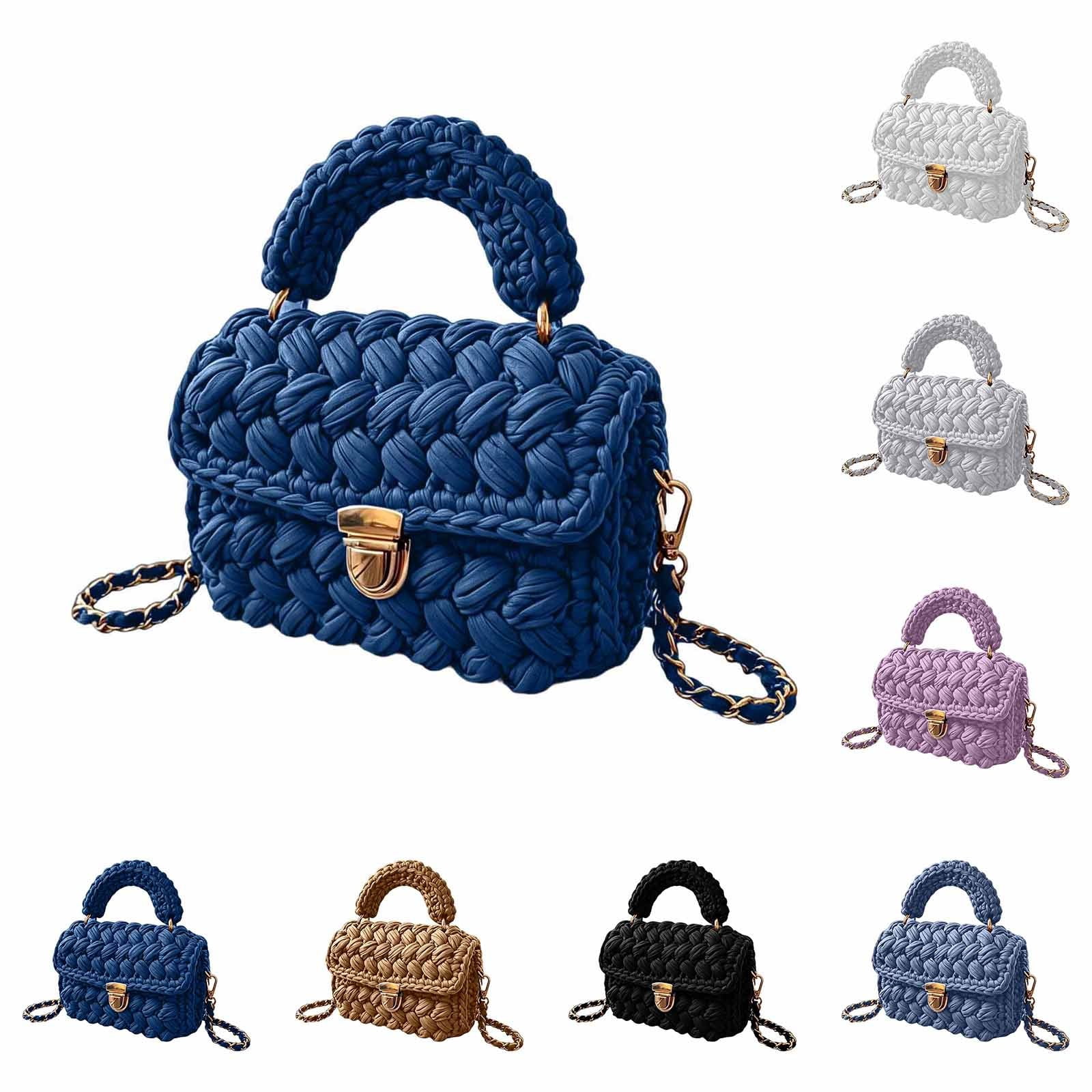 CAIXIA Chunky Yarn Knit Crochet Tote Purse Crossbody Bags for Women - Handwoven Evening Clutch Flap Shoulder Bag