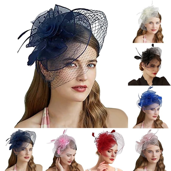 CAIXIA Church Hats for Women, Vintage British Felt Pillbox Diamond Flower Applique Fedoras Fascinator Tea Party Hat
