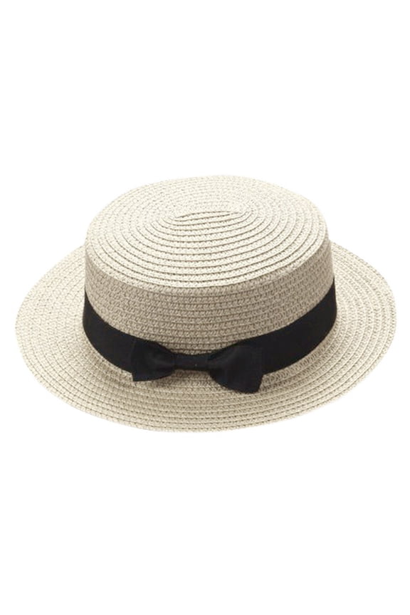 Classic Natural Straw Boater Hat Men Women Handmade Skimmer Hat Vintage Flat Top Hat Panama Style 20s Party