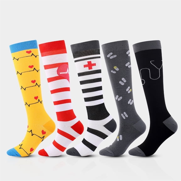 CAIXIA Compression Socks For Nurses Men Women (15-20mmHg) –Compression Socks for Flying, Medical, Sports, Wide Calf Fit, Skiing, and Daily Wear,Black