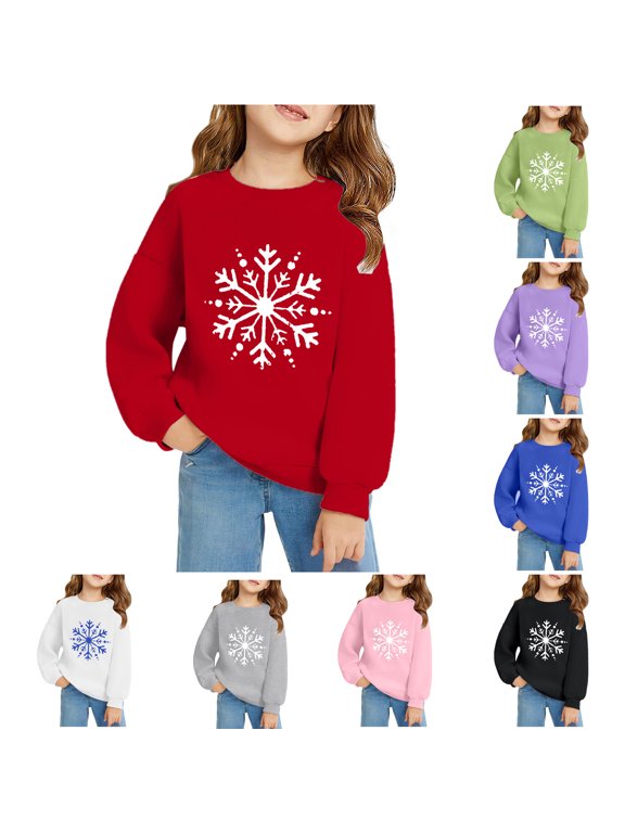 Crewneck Sweatshirt Girls Crewneck Comfortable Long Sleeve Bow Medium Weight Pullover Printed Tops Back To School Outfit Clothes for Girls Y2k