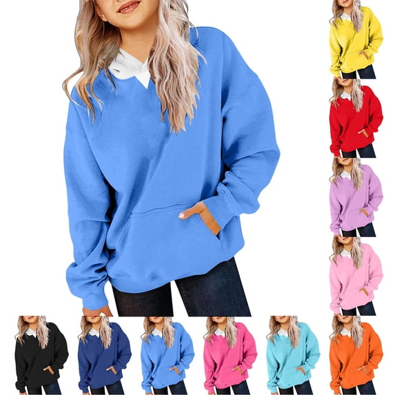 CAIXIA Crewneck Sweatshirts for Girls Crewneck Quality Long Sleeve Graphic Pullover Y2k Tops Outfits Fall Trendy Hoodies Clothes
