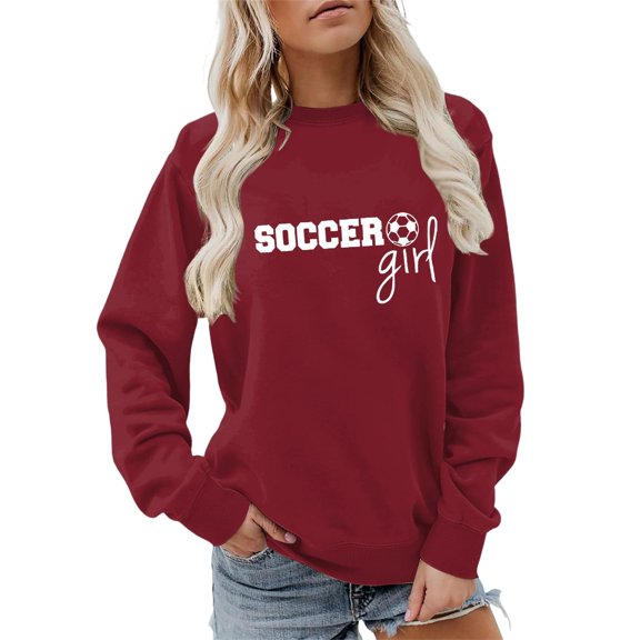 CAIXIA Crewneck Sweatshirts Women Graphic Long Sleeve Tee Tops Crew Long Sleeve Loose Fit Party Pullover Shirts Holiday Sweater Womens Clothing,Wine