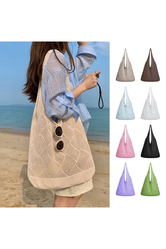 Crochet Bags for Women - Summer Beach Tote, Aesthetic Hippie Knit Bag