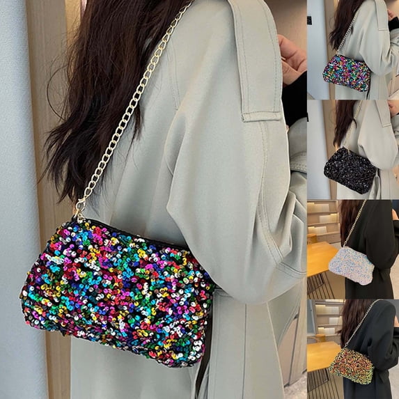 CAIXIA Crossbody Bags With Adjustable Straps Womens Chain Strap Glitter Mini Evening Crossbody Messenger Purse, Elegant Lightweight Daily Shoulder Bag