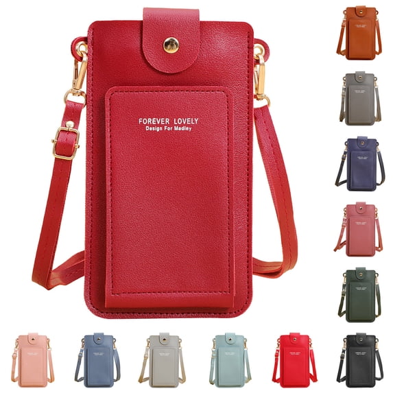 CAIXIA Crossbody Bags With Adjustable Straps Womens Solid Transparent Window Hasp Artificial Leather Phone Messenger Crossbody Bag, Convenient Touch Screen Shoulder Purse