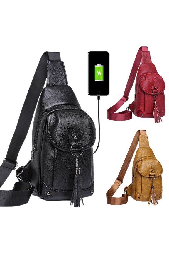Crossbody Bags With Adjustable Straps Womens USB Charging Port Fashion Soft Crossbody Bag, Portable Multi Function Daily Shoulder Messenger Purse