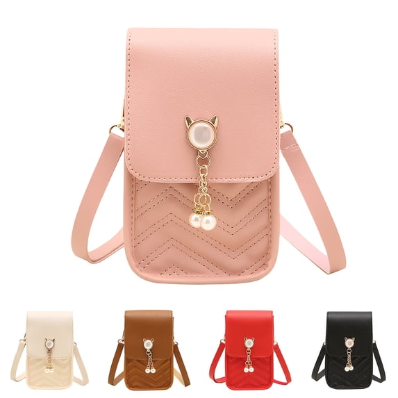 CAIXIA Crossbody Sling Bags For WomenSolid Hasp Artificial Leather Phone Messenger Crossbody Bag, Soft Casual Daily Shoulder Purse
