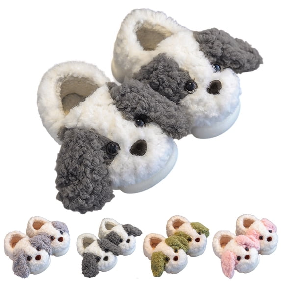 CAIXIA Cute Animal Slippers Toddler with Memory Foam Sherpa Lining Cute Cartoon on Winter House Slippers Cozy Soft Indoor Bedroom Shoes Birthday Gifts