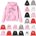 thumbnail image 1 of CAIXIA Cute Hoodies For Teen Girls,Long Sleeve Solid Cartoon White Horse Print Sweatshirt Oversized Loose Pullover Tops with Pocket Ranch Style,Pink-a,2-3 Years, 1 of 4